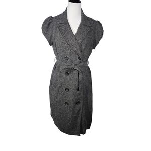 Robbie Bee Size 12 Gray Double-Breasted Dress with Belt